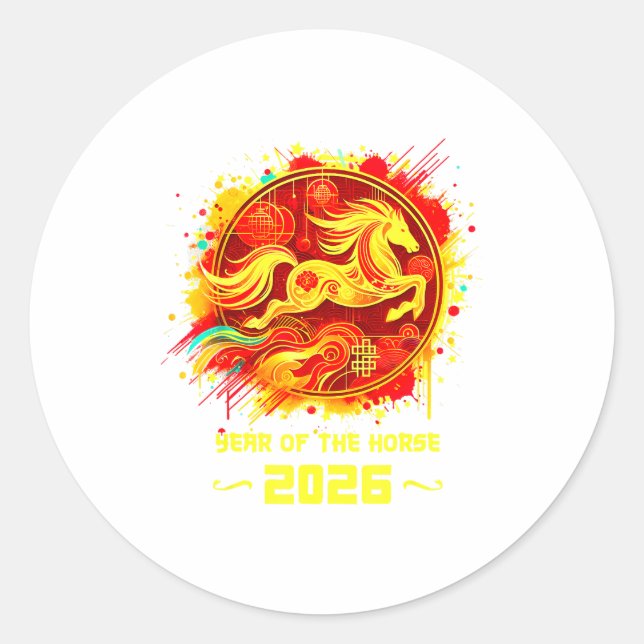 Year Of The Horse 2026 Lunar New Year Chinese New  Runder Aufkleber (Vorderseite)