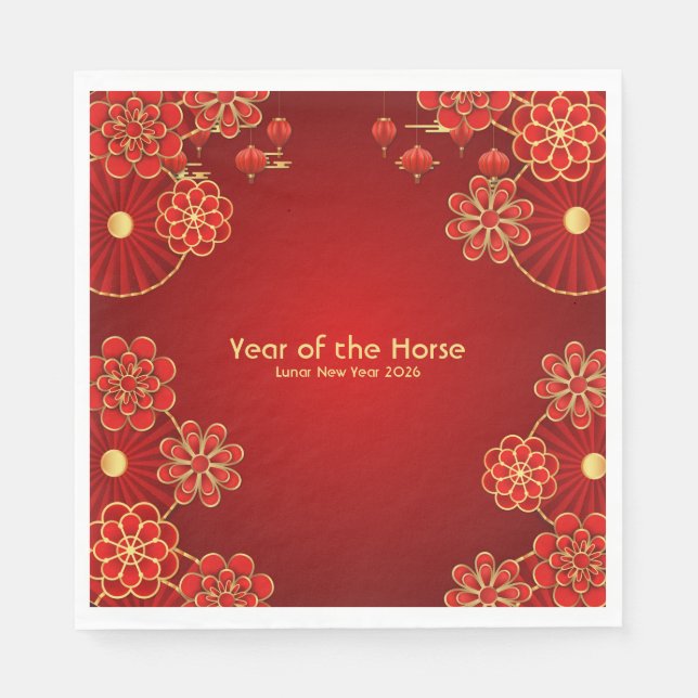 Year of the Horse Chinese New Year Serviette (Vorderseite)
