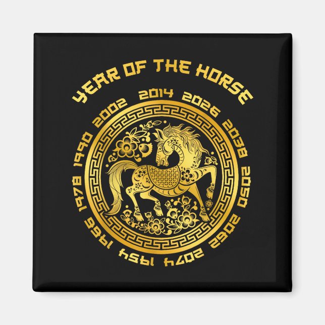 Year Of The Horse Chinese Zodiac Chinese New Year  Magnet (Vorne)