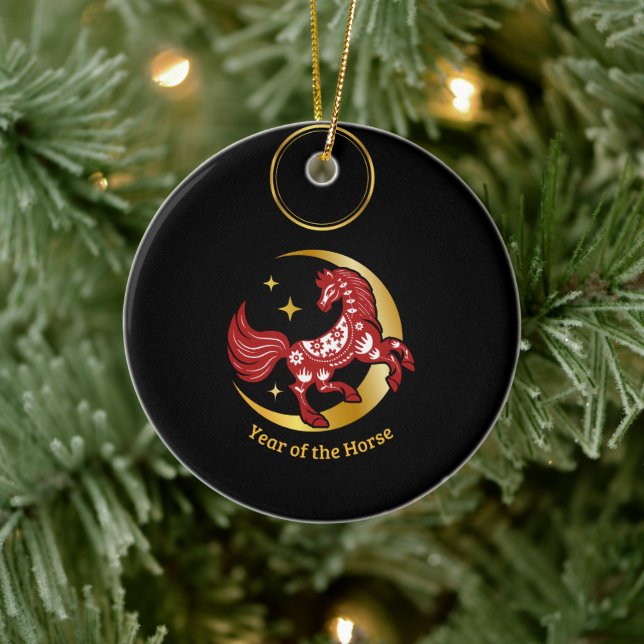Year of the Horse Lunar  Keramik Ornament (Baum)