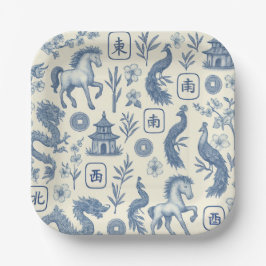 Year of the Horse Mahjong Paper Plates Pappteller