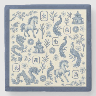 Year of the Horse Mahjong Toile Stone Coaster Steinuntersetzer