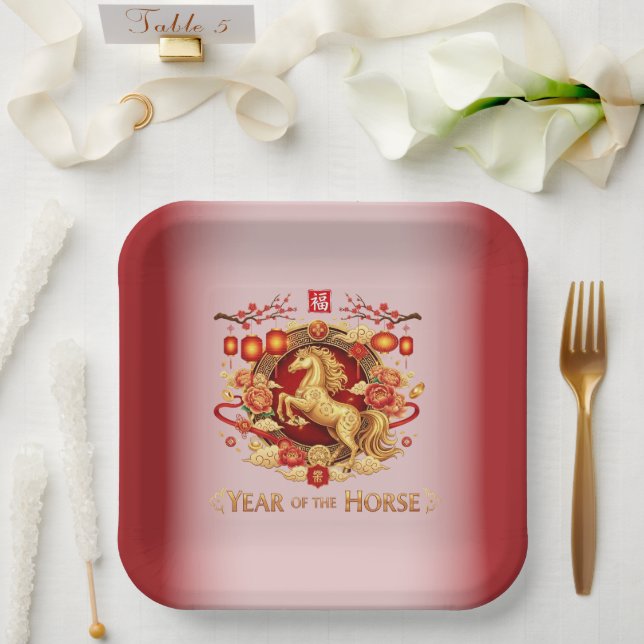 Year of the Horse New Years Eve Party Pappteller (Hochzeit)