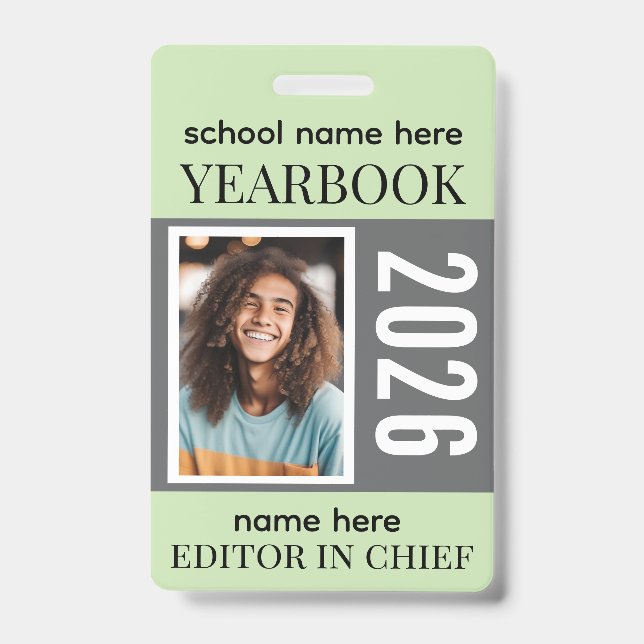 Yearbook Staff Badge Fully Customizable Ausweis (Vorderseite)