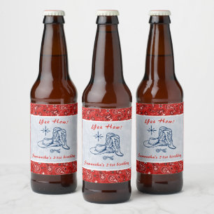 Yeas Wie Western Paisley Denim Blue Jeans Birthday Bierflaschenetikett