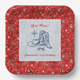 Yeas Wie Western Paisley Denim Blue Jeans Birthday Pappteller