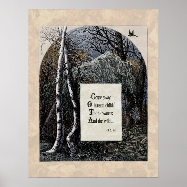 Yeats "The Stolen Child" Viktorianisch Art Gedicht Poster (Vorne)