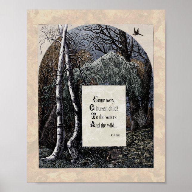 Yeats "The Stolen Child" Viktorianisch Art Gedicht Poster (Vorne)