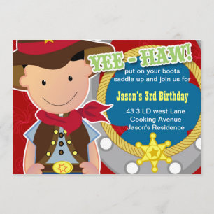 Yee Haw Cowboy Invitation d'anniversaire