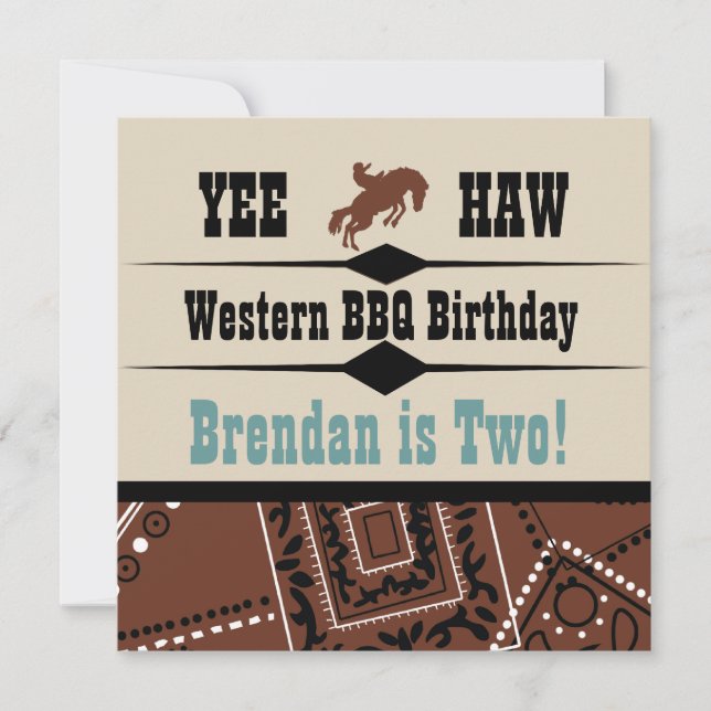 Yee Haw Cowboy Invitation d'anniversaire de l'Oues (Devant)