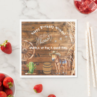 Yee Haw Cowboy Rodeo Sattel up Paper Plate Serviette