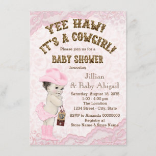 Yee Haw Cowgirl Baby Shower Einladung