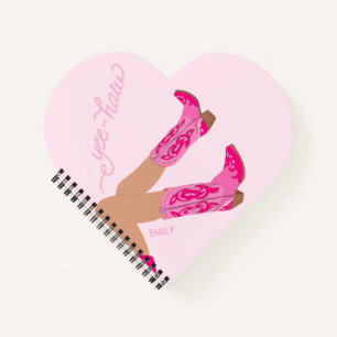 Yee-Haw Cowgirl Stiefel mit individuellem Namen Notizbuch
