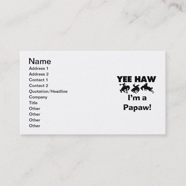 Yee Haw I bin ein Papaw-T - Shirt und Geschenke Visitenkarte (Vorderseite)