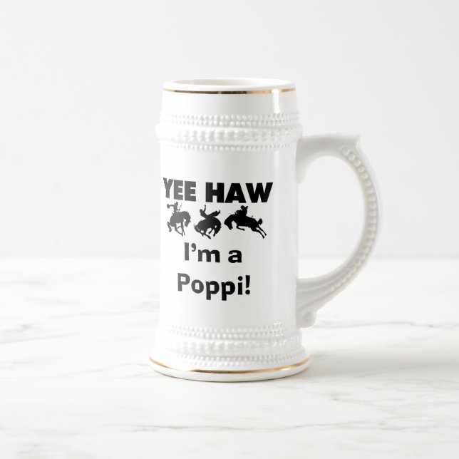 Yee Haw ich bin ein Poppi-T - Shirt und Geschenke Bierglas (Rechts)