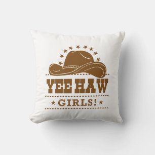 Yee Haw Mädchen Cowgirl Hut Design Kissen