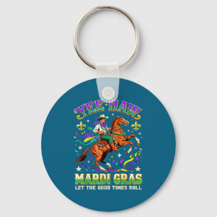 Yee Haw Mardi Gras Cowboy Pferd Karneval Design Schlüsselanhänger