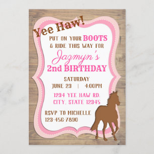 Yee Haw Pink Cowgirl Einladung