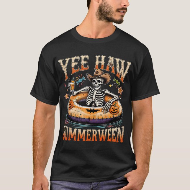 Yee Haw Summerween Cowboy Skeleton Western T-Shirt (Vorderseite)