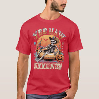 Yee Haw Summerween Cowboy Skelett Western Hallowee T-Shirt
