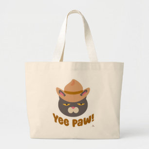 Yee Paw Cool Cowboy Hat Funny Cat Slogan Jumbo Stoffbeutel