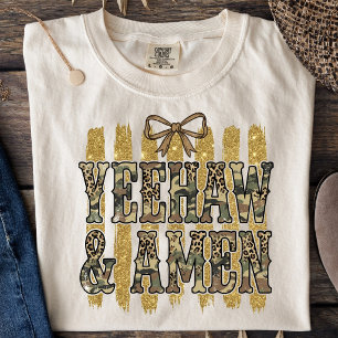 Yeehaw Amen Südwestliche Cowgirl-Christin T-Shirt