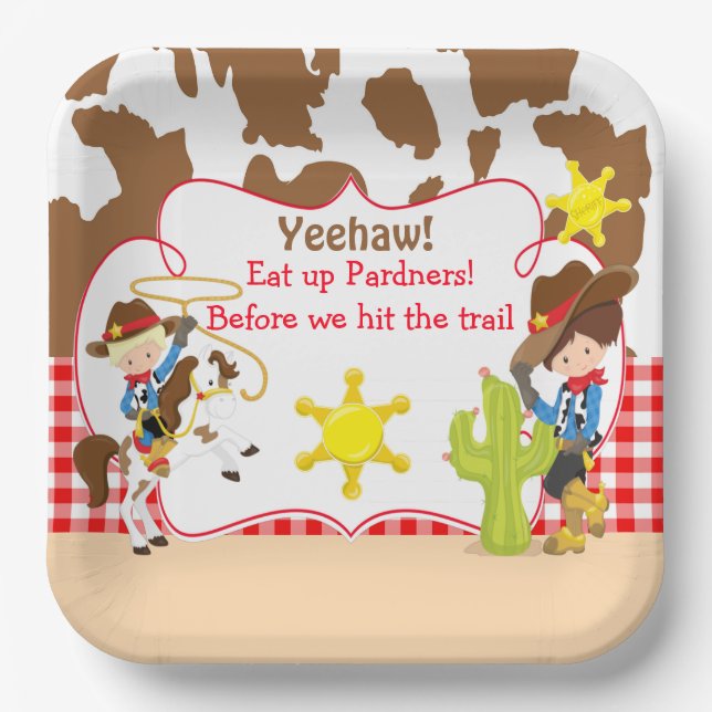 Yeehaw Cowboy Western Birthday Party Pappteller (Vorderseite)