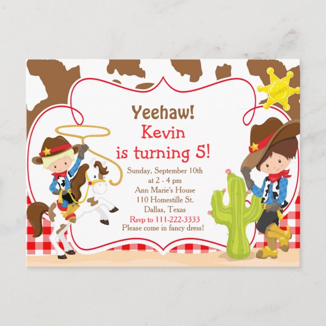 Yeehaw Cowboy Western Birthday Party Postkarte (Vorderseite)