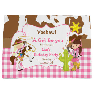 Yeehaw Cowgirl Western Birthday Große Geschenktüte