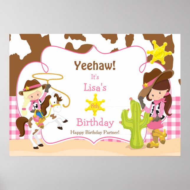Yeehaw Cowgirl Western Birthday Poster (Vorne)
