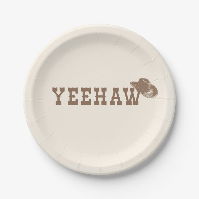 Yeehaw Hat My First Rodeo Birthday Neutral Party Pappteller (Vorderseite)