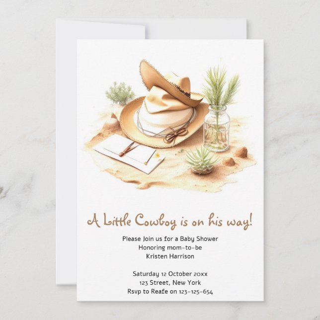 Yeehaw Jubilations: Wild West Cowboy Baby Shower Einladung (Vorderseite)