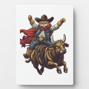 Yeehaw Kitty � Wilde Westen Katze Cowboy Rodeo Fotoplatte