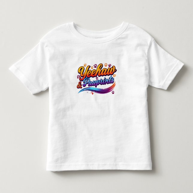 « Yeehaw Pawprints – T-shirt mignon de cowboy pour (Devant)