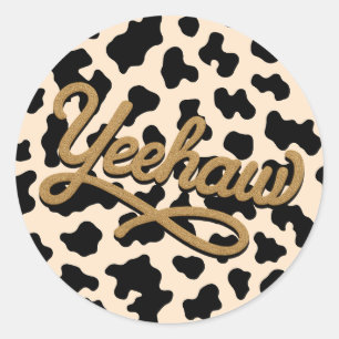 Yeehaw Wild West Cow Country Western Birthday Runder Aufkleber