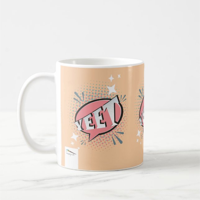 YEET Comic Sprechblase Funny Meme Peach Kaffeetasse (Links)