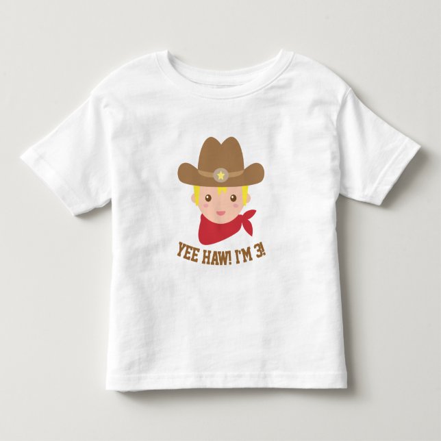 Yeh Haw, Niedlicher kleiner Cowboy ist 3 Kleinkind T-shirt (Vorderseite)