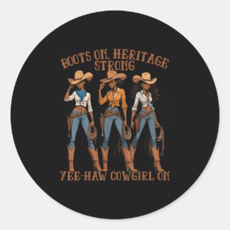 Yehaw Cowgirl auf der afrikanischen schwarzen Cowg Runder Aufkleber