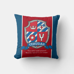 Yehudah Buchstabe Y Name bedeutet Schild rot-blaue Kissen