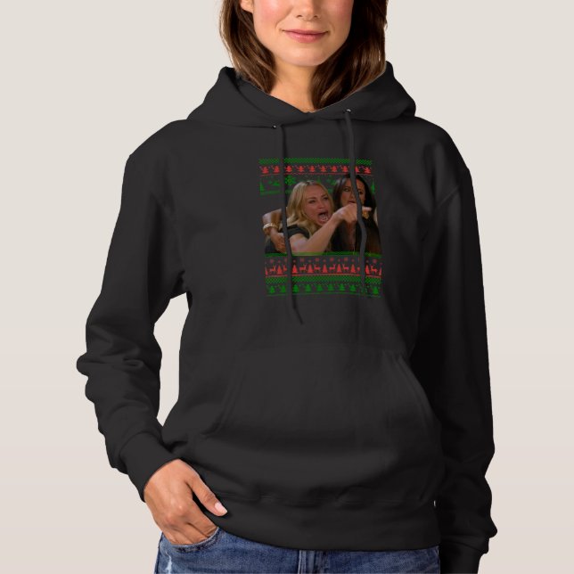 Yelling at a Cat Ugly Christmas Sweater Meme Outfi Hoodie (Vorderseite)