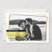 Yello & Black Abstrakt Frame Foto Save the Date