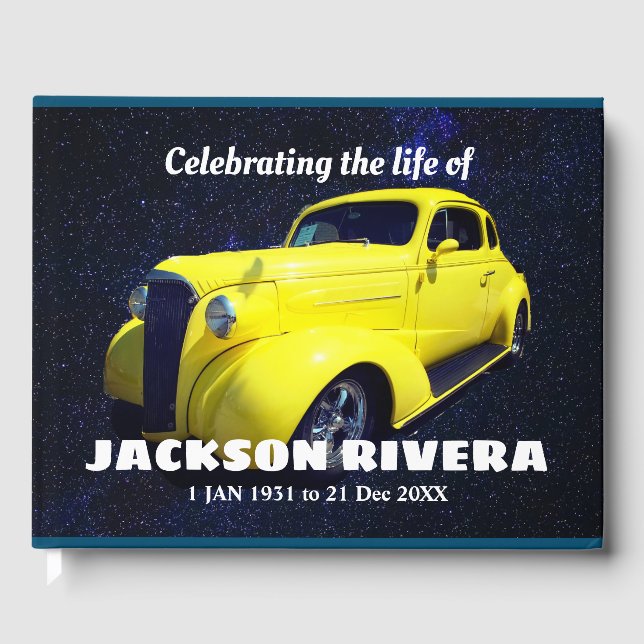 Yellow 1930 Street Rod Celebration of Life Gästebuch (Vorderseite)