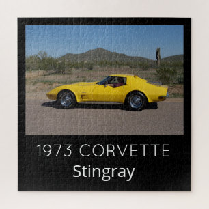 Yellow 1973 Corvette Stingray Square Puzzle
