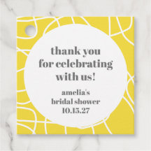 Yellow Abstract Line Custom Bridal Shower Thanks