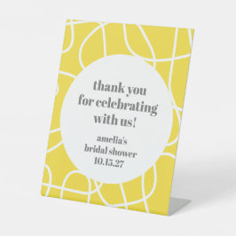 Yellow Abstract Line Custom Bridal Shower Thanks Sockelschild