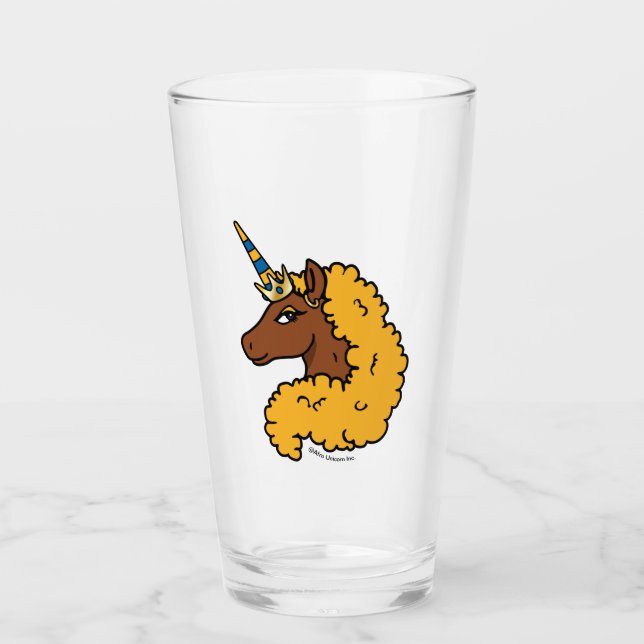 Yellow Afro Unicorn Glas (Vorderseite)