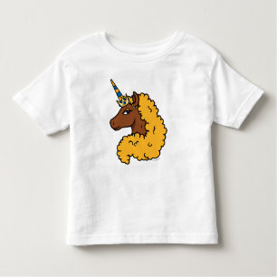 Yellow Afro Unicorn Kleinkind T-shirt