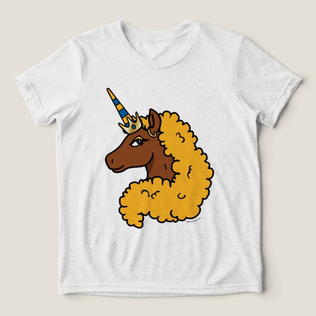 Yellow Afro Unicorn Tri-Blend Shirt (Design Vorderseite)
