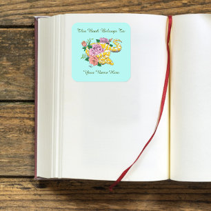 Yellow Albino Ball Python Buchzeichen Quadratischer Aufkleber