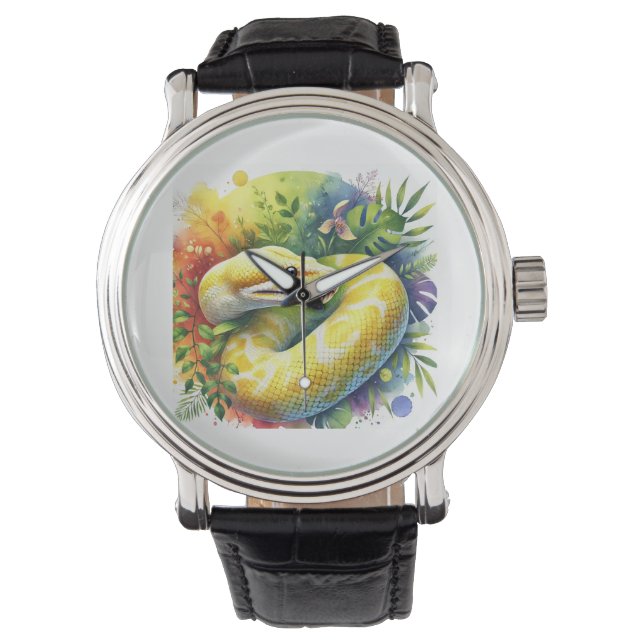 Yellow Anaconda 160724AREF221 - Watercolor Armbanduhr (Vorderseite)